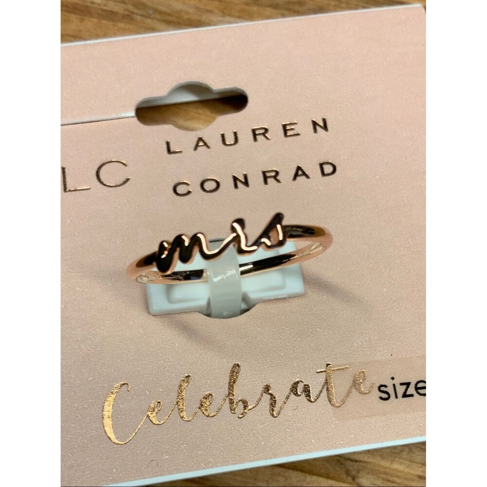LC Lauren Conrad Rose Gold "Mrs" Script Ring - 7